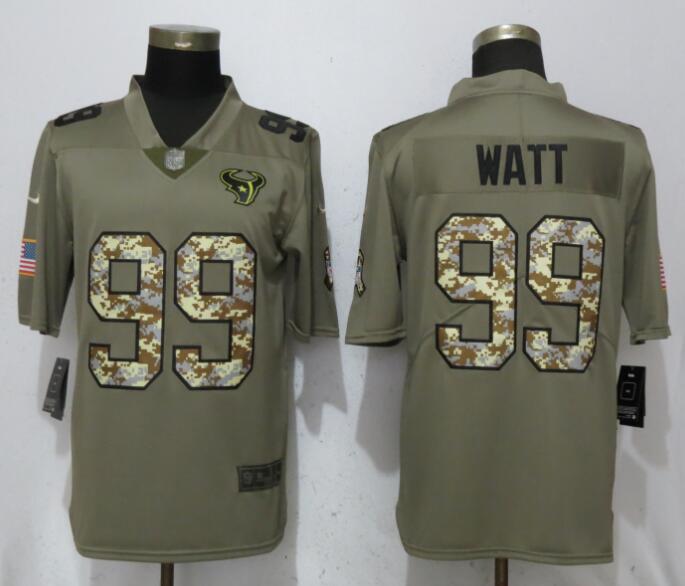 Men Houston Texans #99 Watt Olive Camo Carson Salute to Service Nike Limited NFL Jerseys->houston texans->NFL Jersey